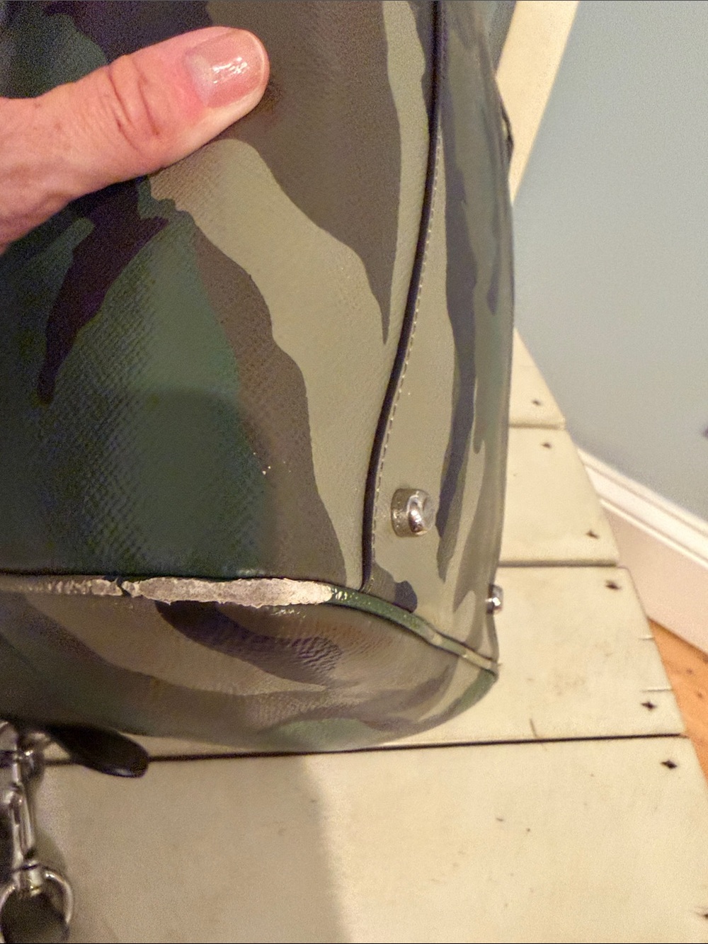 Coach Camo Surrey Satchel Leather Zip Satchel in Green/Brown - Picture 12 of 16